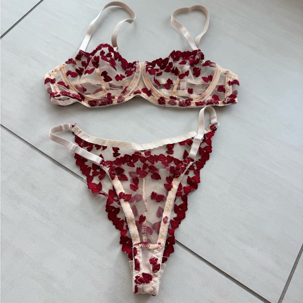 Pretty Little Thing embroidered heart lingerie set